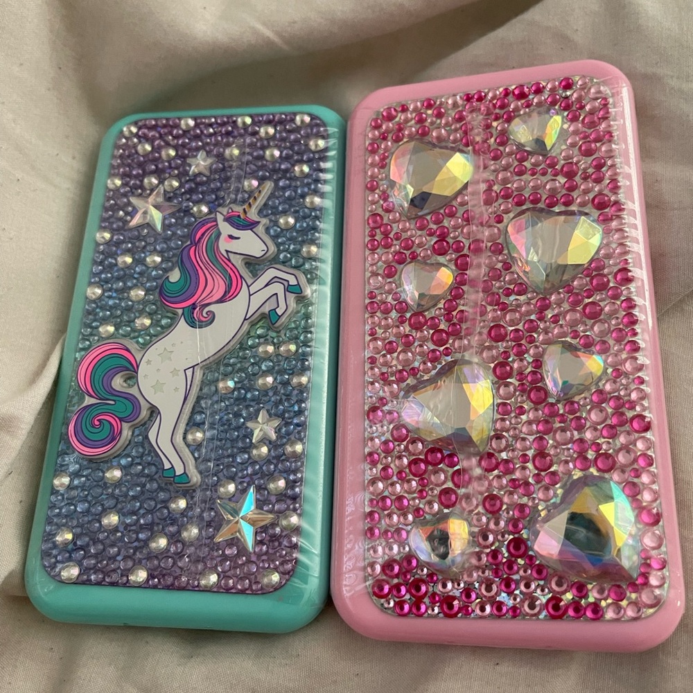 Unicorn and Heart Gemstone Claire’s Phone Cases makeup kit bundle